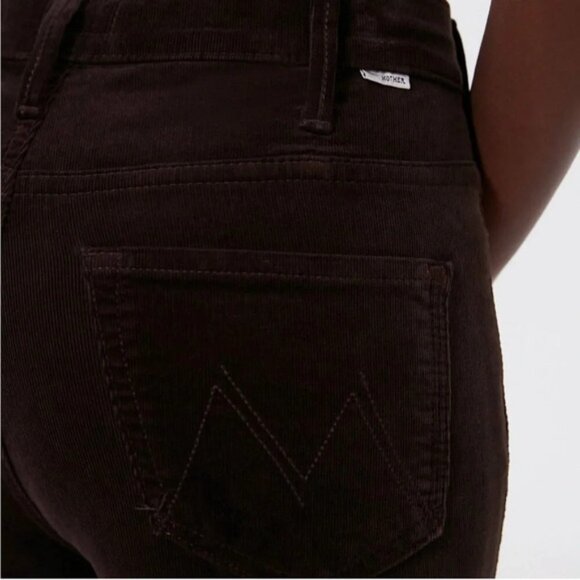 MOTHER Mole Corduroy The Hustler Ankle Fray Brown Retro Flare Crop Pant 28 - Picture 3 of 12